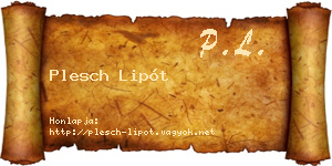 Plesch Lipót névjegykártya